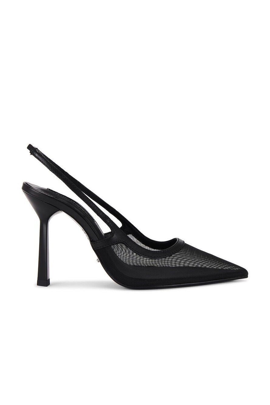 Tony Bianco Glide Slingback in Black Nylon leather high heel pointed toe